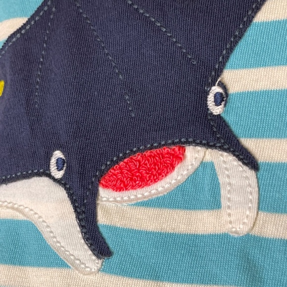 Boden Blue Striped Kids Shirt with Colorful Sea Creatures - Picture 12 of 13